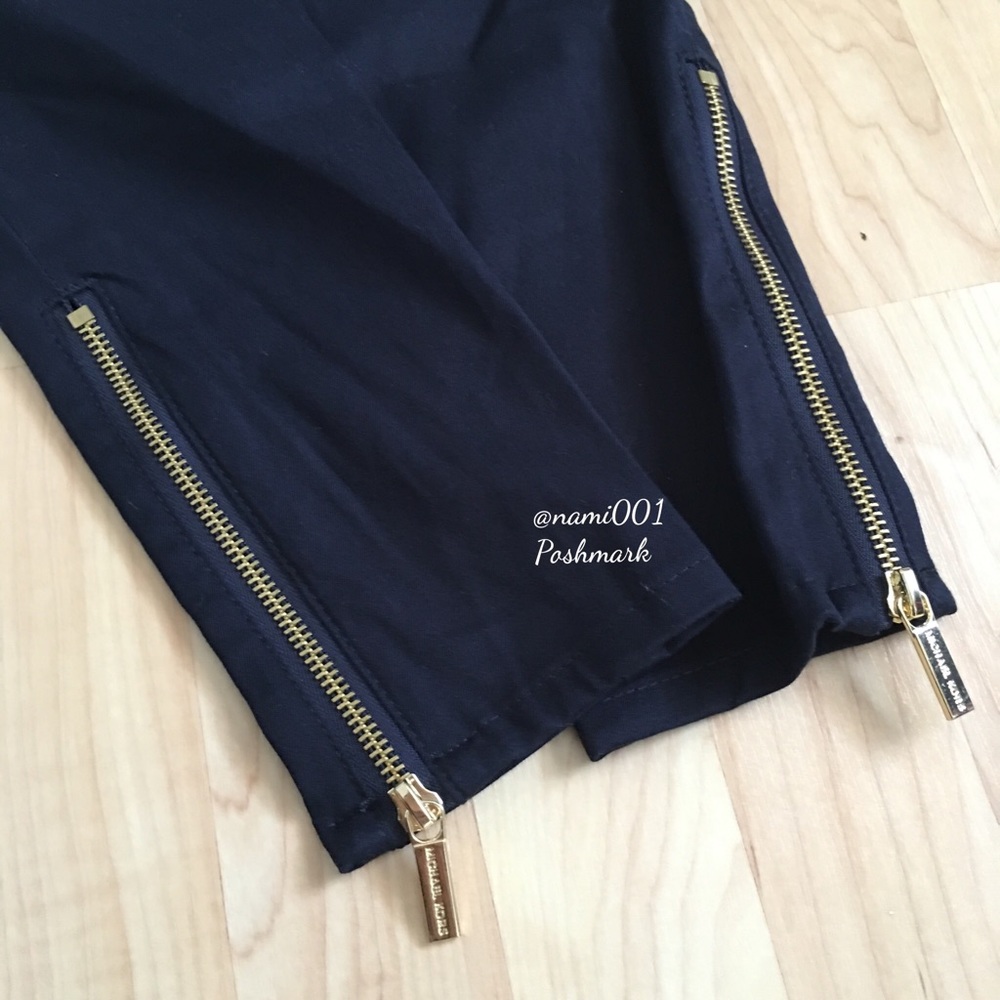 Zippers Michael Kors Skinny Navy Pants w/ Gold Accents NWT - Picture 4 of 4